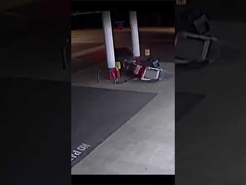 Driver wanted after knocking over gas pump in police pursuit
