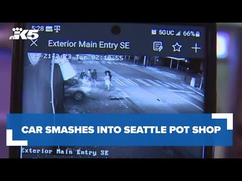 Surveillance video shows vehicle ram into Seattle cannabis shop in burglary