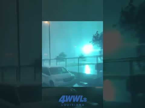Power line sparks during severe storm