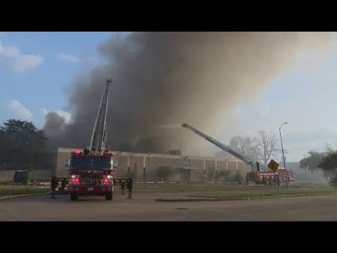 Furniture warehouse goes up in flames in northwest Houston