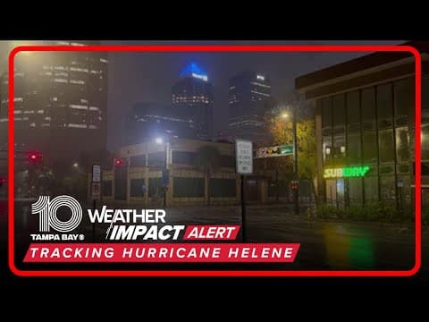 Rain drenches downtown Tampa as Hurricane Helene passes by Tampa Bay