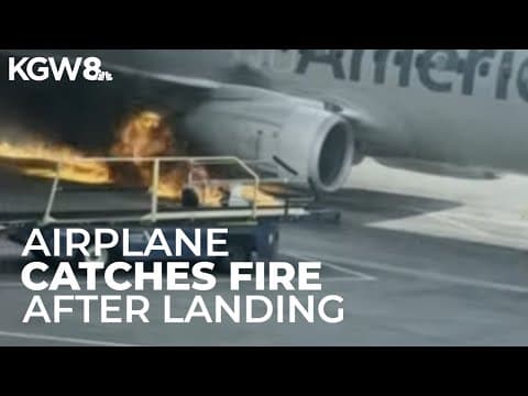 American Airlines plane catches fire after landing at Denver airport