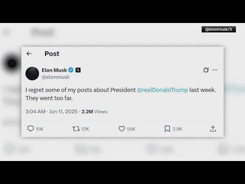 Elon Musk "regrets" his posts about President Trump