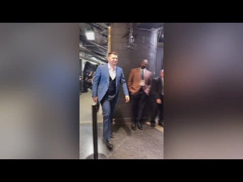 Luka Doncic arrives at TD Garden in Boston ahead of Game 1 tipoff