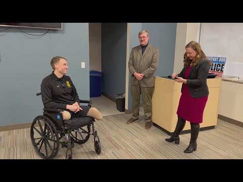 Officer who lost both legs in crash trying to pull over speeding driver awarded for DUI work