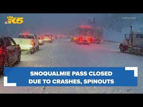 Snoqualmie Pass closed due to crashes, spinouts