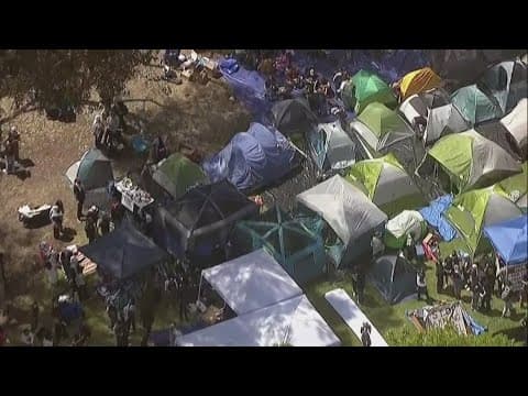 Chopper 8 above UCSD student encampment