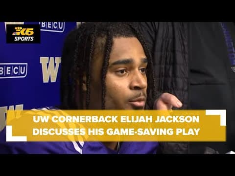 UW cornerback Elijah Jackson speaks to media after game-saving play in Sugar Bowl