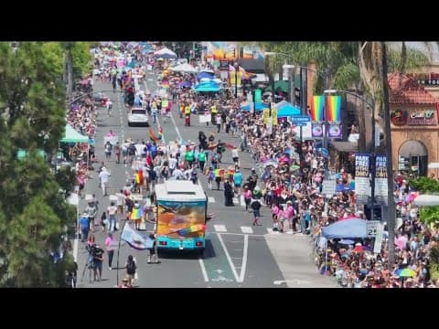 Float preparation for San Diego Pride parade is underway