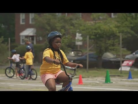 Teaching second graders how to safely ride a bike