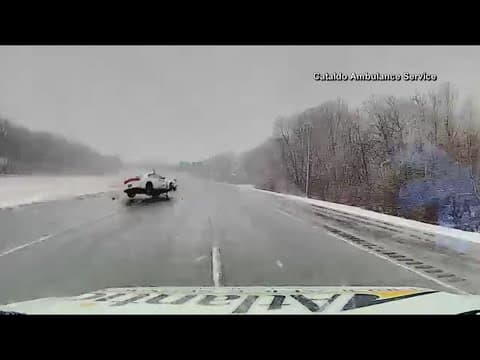 Oncoming car rolls into path of ambulance in Massachusetts
