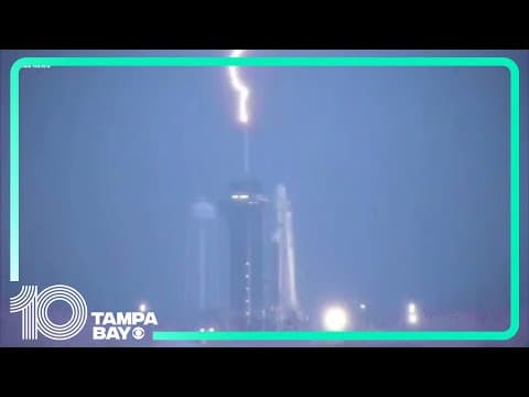 Lightning strikes SpaceX Falcon Heavy rocket at Kennedy Space Center