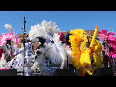 Mardi Gras Indians Light Up Uptown Stage with Dance & Song