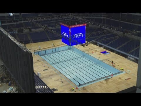 Olympic pool installation underway at Lucas Oil Stadium ahead of the US Olympic Swim Trials