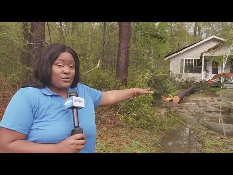 Strong winds, possible tornado do some damage in Kentwood, Pearlington