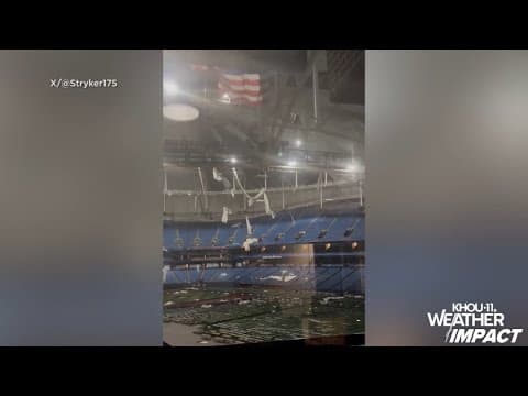 Tropicana Field damage | Video shows shredded roof from inside and outside from Hurricane Milton
