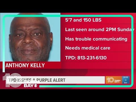 Purple alert issued for Anthony Kelly in Tampa