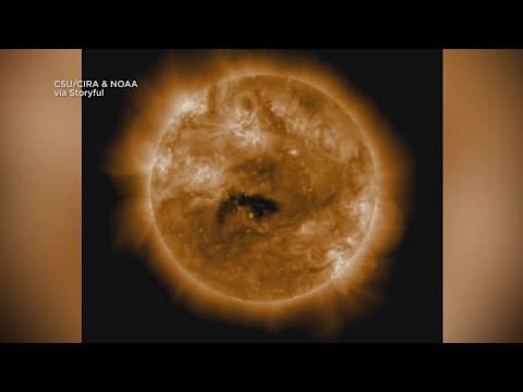 Scientists capture satellite image of "cornal hole" near sun's equator