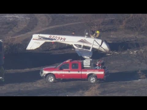Emergency landing ends with upside down plane in Los Angeles