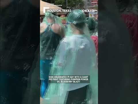 Celebrating Pi Day with giant pie fight #shorts