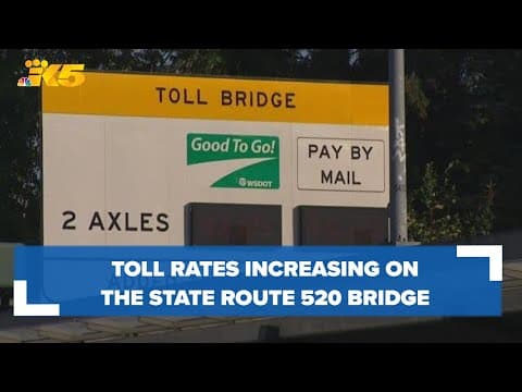 Toll rates increasing beginning July 1
