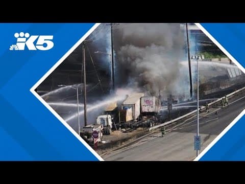 Drone footage shows Seattle Fire crews battle blaze near Georgetown