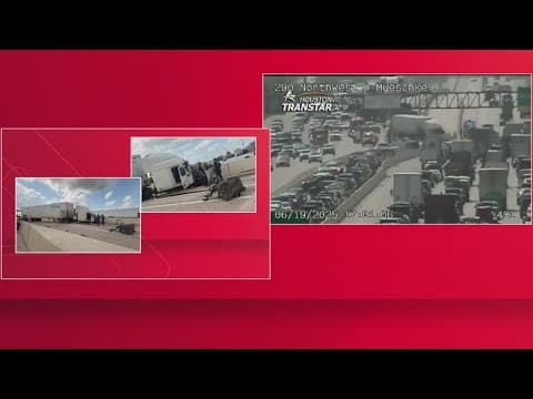 Major 18-wheeler crash blocks multiple lanes on Northwest Freeway at Mason Road