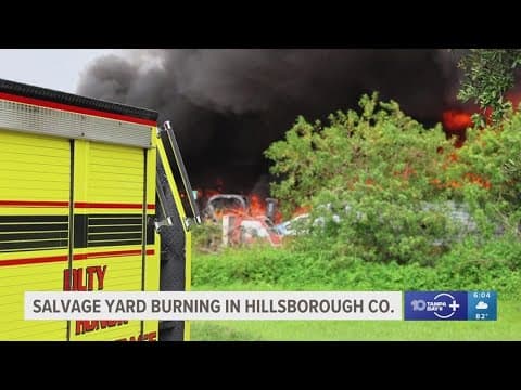 HCFR: Large two-alarm fire at Tampa salvage yard sends 1 to trauma center