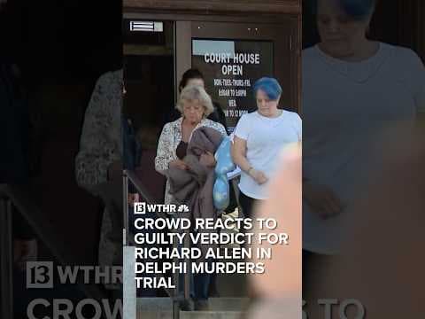 The crowd outside the Carroll County Courthouse reacts to Richard Allen’s guilty verdict