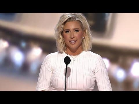 Former reality star Savannah Chrisley speaks in support of Donald Trump at 2024 RNC
