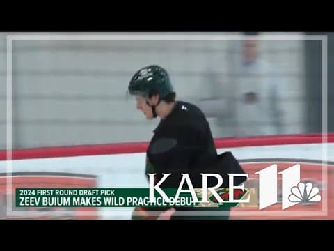 Wild defenseman Zeev Buium all smiles in first practice with new teammates