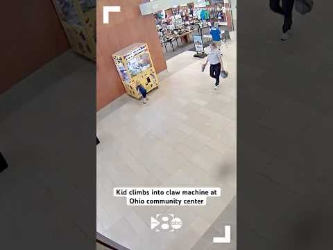 Kid climbs into claw machine at Ohio community center