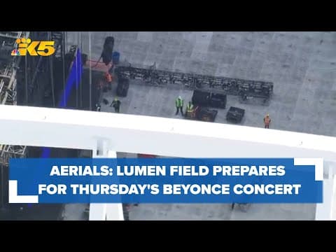 Aerials: Crews set up Lumen Field for Beyoncé's Renaissance tour in Seattle
