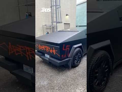 Cybertrucks vandalized at Tesla dealership
