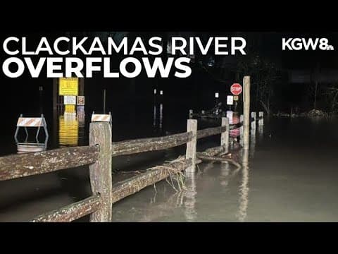 Clackamas River overflows at Carver Park due to heavy rains