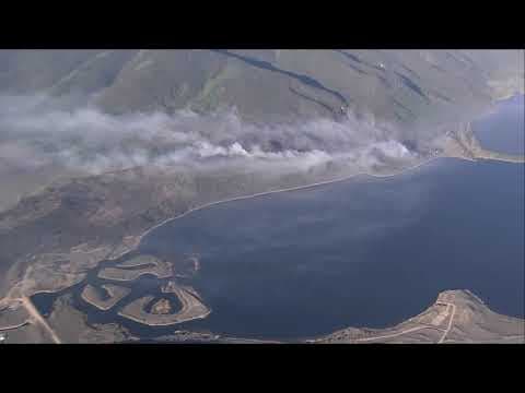 Aerial view of wildfire near Twin Lakes