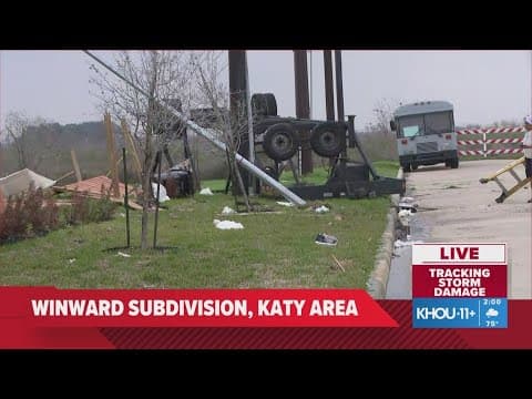 Tornado-warned storm damages Winward subdivision near Katy, Texas