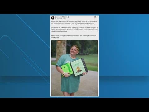 Young woman from Louisiana helped evacuate campers at Camp Mystic during Texas Floods, Gov. Landry s