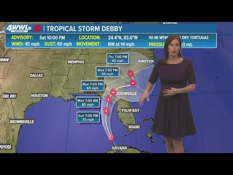 Saturday 10PM Update: TS Debby may become a hurricane with impacts to Florida