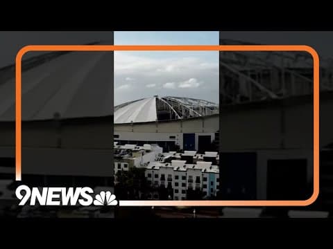 Tropicana Field loses its roof during Hurricane Milton