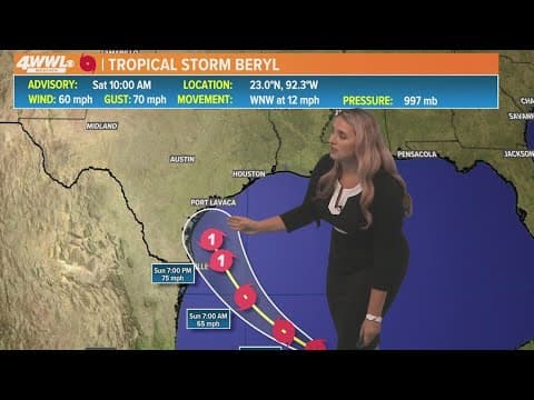 Saturday 10AM Tropical Storm Beryl Update: Texas coast on notice for strike