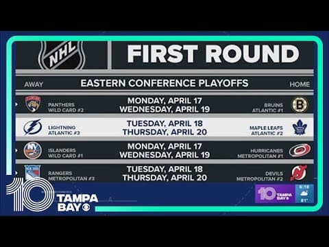 NHL announces days of when Lightning will play Toronto for first two games of playoffs