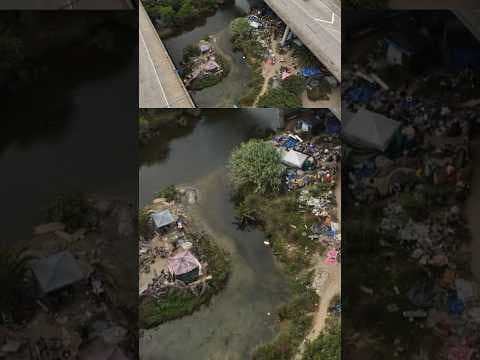 Drone video captures homeless encampments cover area known as The Island in San Diego