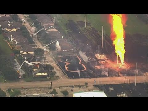 Massive pipeline fire burning in Houston area, investigators trying to determine cause