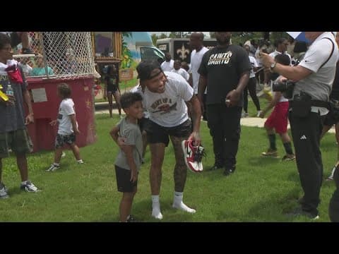 Saints Tyrann Mathieu youth football camp and back-to-school giveaway