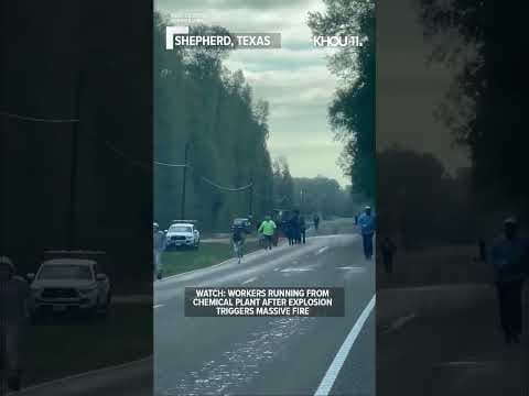 Videos shows workers run from Texas plant after explosion triggers massive fire