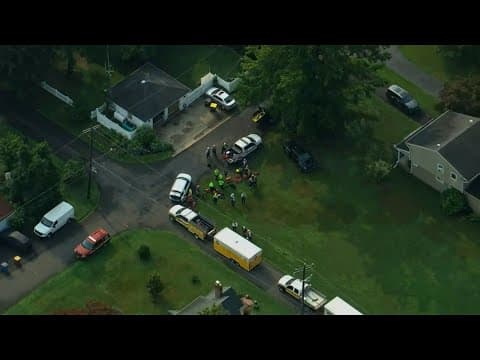 Aerials: Massive search is underway for missing kids swept away in flash flood near Philadelphia