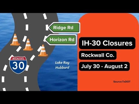 IH-30 closures to hit Rockwall County starting Aug. 1