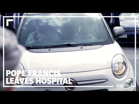 Pope Francis leaves hospital after 5-week stay | Raw video