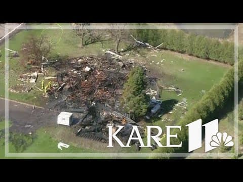 WATCH: Aerial footage shows house leveled after an explosion